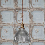 Pendant Lights D'Arblay Lacquered Antique Brass French Style Scalloped Prismatic Glass Dome Pendant Light