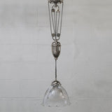 D'Arblay Nickel French Rise and Fall Large Scalloped Dome Dining Room Pendant Light - SE Home