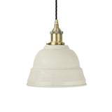 Clay White Lincoln Painted Pendant Light - Antique Brass Lamp Holder & Ceiling Rose - SE Home