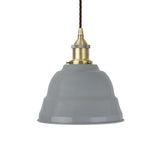 French Grey Lincoln Painted Pendant Light - Antique Brass Lamp Holder & Ceiling Rose - SE Home