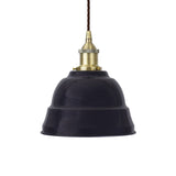 Navy Blue Lincoln Painted Pendant Light - Antique Brass Lamp Holder & Ceiling Rose - SE Home