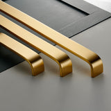 Handles Wide Curved Brass Cupboard Bar Handle - Satin Brass - Hole Centre 128mm