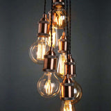 Vintage Style 7 Light Ceiling Cluster Pendant - Antique Copper