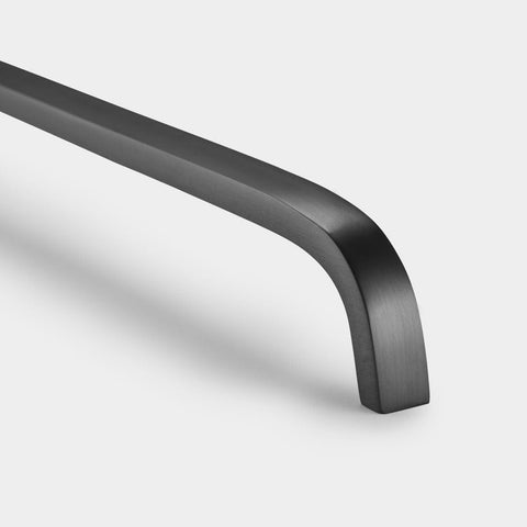Handles Curved Brass Cupboard Bar Handle - Gunmetal Grey- Hole Centre 96mm - Curve