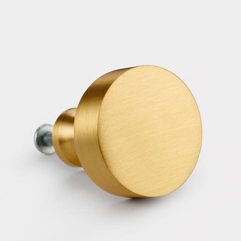 Round Brass Cupboard Door Knob Handle - Satin Brass - SE Home
