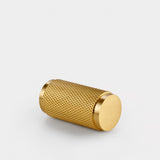 Door Knobs Knurled Cylinder Brass Cupboard Door Pull Handle - Satin Brass