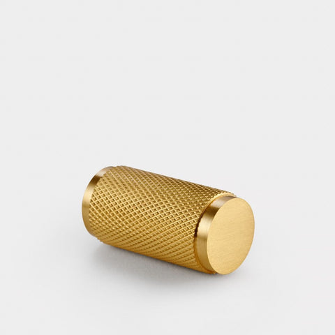 Knurled Cylinder Brass Cupboard Door Pull Handle - Satin Brass - SE Home