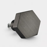 Hexagon Brass Cupboard Door Knob Handle - Gunmetal Grey - SE Home