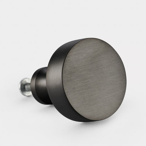 Round Brass Cupboard Door Knob Handle - Gunmetal Grey - SE Home