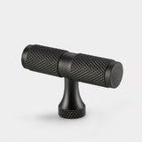 T Bar Knurled Brass Cupboard Door Handle - Gunmetal Grey - SE Home