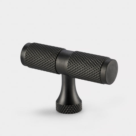 T Bar Knurled Brass Cupboard Door Handle - Gunmetal Grey - SE Home