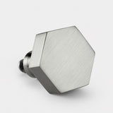 Hexagon Brass Cupboard Door Knob Handle - Silver - SE Home