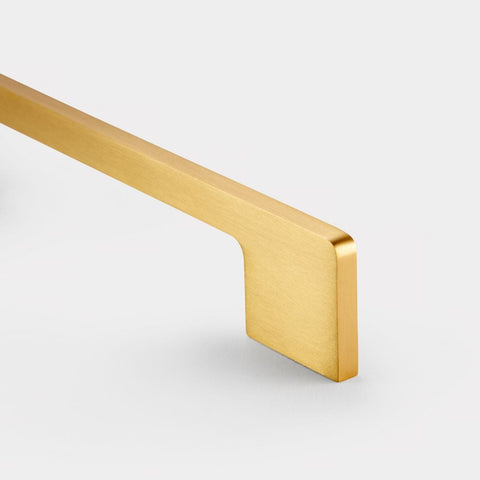 Handles Slimline Square Brass Cupboard Bar Handle - Satin Brass - Hole Centre 160mm