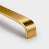 Handles Wide Curved Brass Cupboard Bar Handle - Satin Brass - Hole Centre 128mm