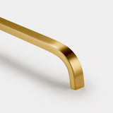 Curved Brass Cupboard Bar Handle - Satin Brass - Hole Centre 128mm - SE Home