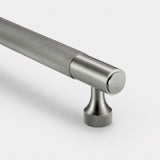 Knurled Brass Cupboard Bar Handle - Silver - Hole Centre 128mm - SE Home