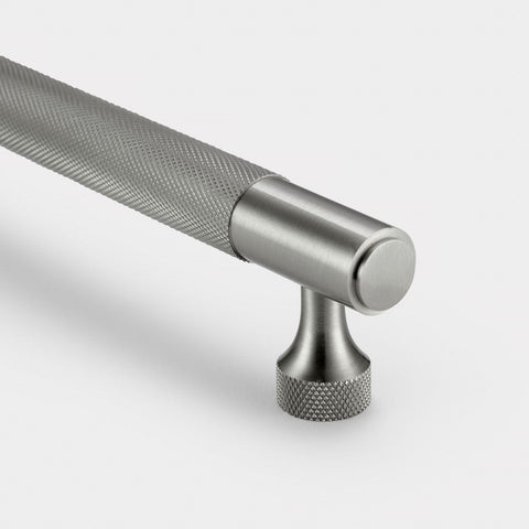 Knurled Brass Cupboard Bar Handle - Silver - Hole Centre 128mm - SE Home
