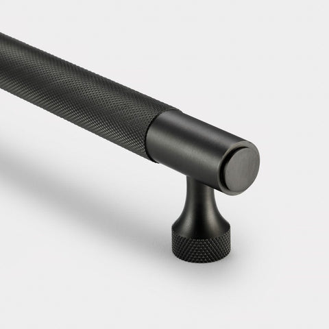 Knurled Brass Cupboard Bar Handle - Gunmetal Grey - Hole Centre 128mm - SE Home