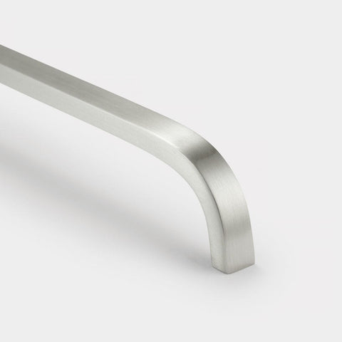 Curved Brass Cupboard Bar Handle - Silver - Hole Centre 288mm - Curve - SE Home