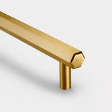 Hexagonal Brass Cupboard Bar Handle - Satin Brass - Hole Centre 160mm - SE Home