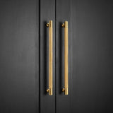 5 PACK - Knurled Brass Cupboard Bar Handle - Satin Brass - Hole Centre 128mm - SE Home