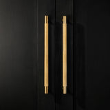 Knurled Brass Cupboard Bar Handle - Satin Brass - Hole Centre 224mm - SE Home