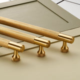 Handles Knurled Brass Cupboard Bar Handle - Satin Brass - Hole Centre 160mm