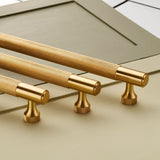 Knurled Brass Cupboard Bar Handle - Satin Brass - Hole Centre 224mm - SE Home