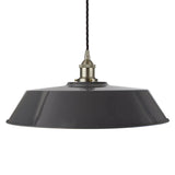 Slate Grey Large Chancery Painted Pendant Light - Brushed Chrome Lamp Holder & Ceiling Rose - SE Home