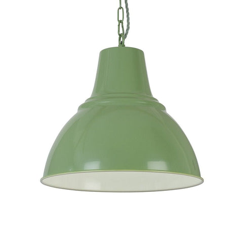 Compton Chalk Green Industrial Bell Pendant Light - SE Home