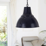 Compton Squid Ink Navy Blue Industrial Bell Pendant Ligh - SE Home