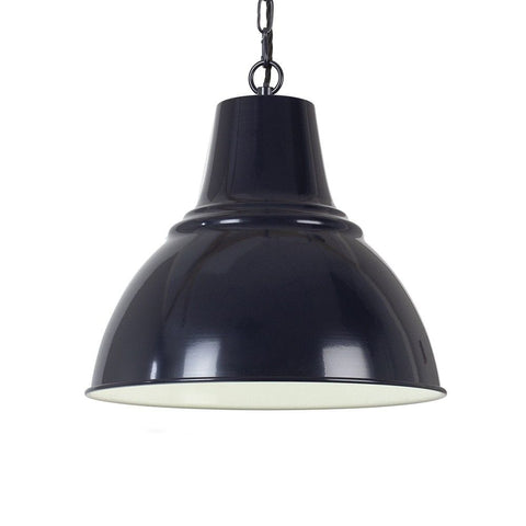 Compton Squid Ink Navy Blue Industrial Bell Pendant Ligh - SE Home