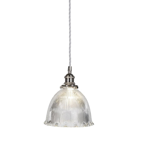 Pendant Lights D'Arblay Nickel Scalloped Prismatic Glass Dome French Style Stairwell Pendant Light