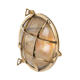 Industrial & Nautical Wall Lights Carlisle Grid Prismatic Glass Polished Brass IP66 Bulkhead Wall Light - The Outdoor & Bathroom Collection