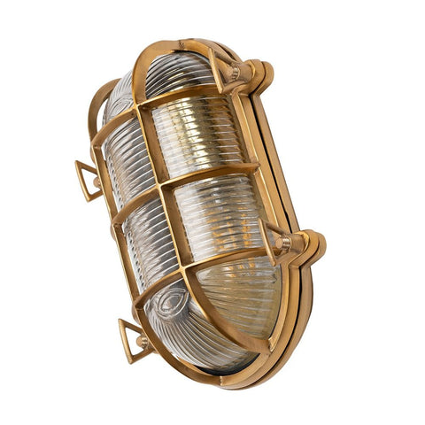Flaxman Lacquered Brass IP66 Bulkhead Outdoor & Bathroom Wall Light - SE Home
