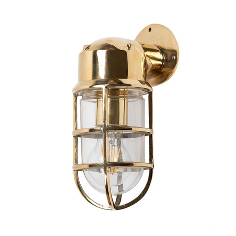Kemp IP66 Rated Polished Brass Wall Light - The Outdoor & Bathroom Collection - SE Home