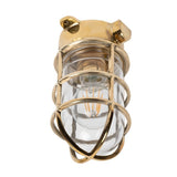 Industrial & Nautical Wall Lights Kemp Polished Brass Grid IP66 Ceiling Light - The Outdoor & Bathroom Collection