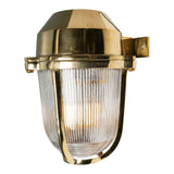 Industrial & Nautical Wall Lights Hopkin Polished Brass IP66 Prismatic Glass Light - The Outdoor & Bathroom Collection