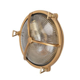 Industrial & Nautical Wall Lights Carlisle Lacquered Brass IP66 Half Cover Prismatic Glass Wall Light - The Outdoor & Bathroom Collection