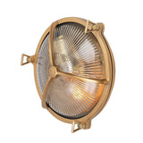 Industrial & Nautical Wall Lights Carlisle Lacquered Brass IP66 Half Cover Prismatic Glass Wall Light - The Outdoor & Bathroom Collection