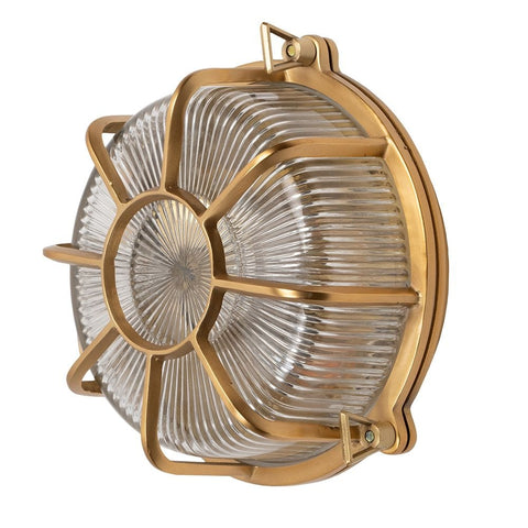 Carlisle Lacquered Brass IP66 Web Prismatic Glass Wall Light - The Outdoor & Bathroom Collection - SE Home