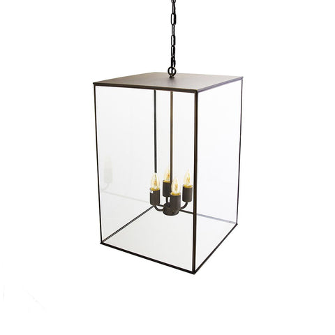 Langdon Lantern Pendant Light Large Blackened Brass - SE Home