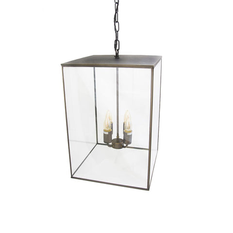 Langdon Lantern Pendant Light Medium Blackened Brass - SE Home