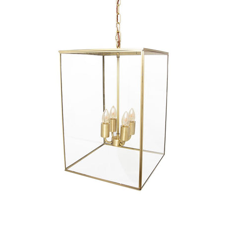 Langdon Lantern Pendant Light Medium Brass - SE Home