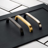Curved Brass Cupboard Bar Handle - Silver - Hole Centre 128mm - Curve - SE Home