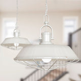 Hand Painted Iron Pendant Lights Brewer Cage Industrial  Pendant Light Clay White Cream