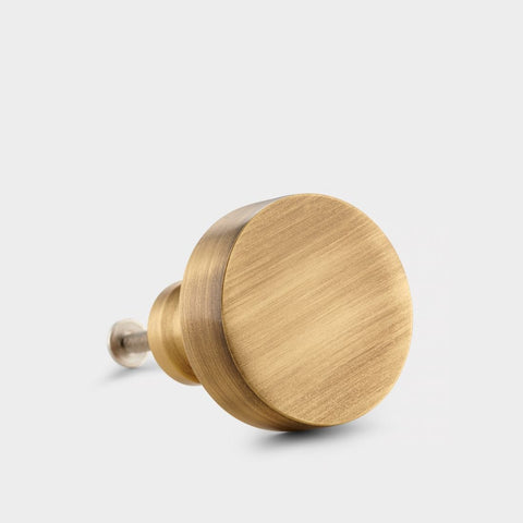 Round Brass Cupboard Door Knob Handle - Antique Brass - SE Home