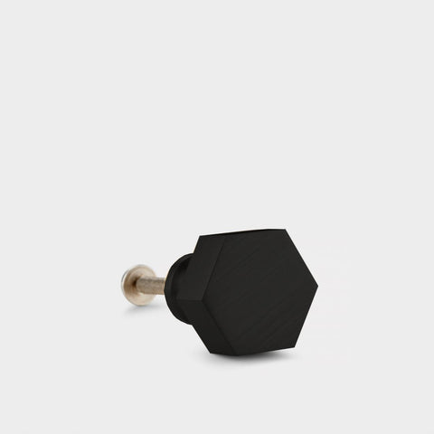 Door Knobs Small Hexagon Brass Cupboard Door Knob Handle - Black