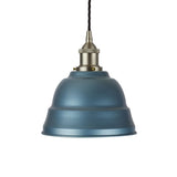 Modern Hand Painted Iron Pendant Lights Racing Blue Lincoln Painted Pendant Light - Brushed Chrome Lamp Holder & Ceiling Rose