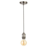 Inlight - Vintage Style Braided Grey Cable Ceiling Pendant - Satin Nickel